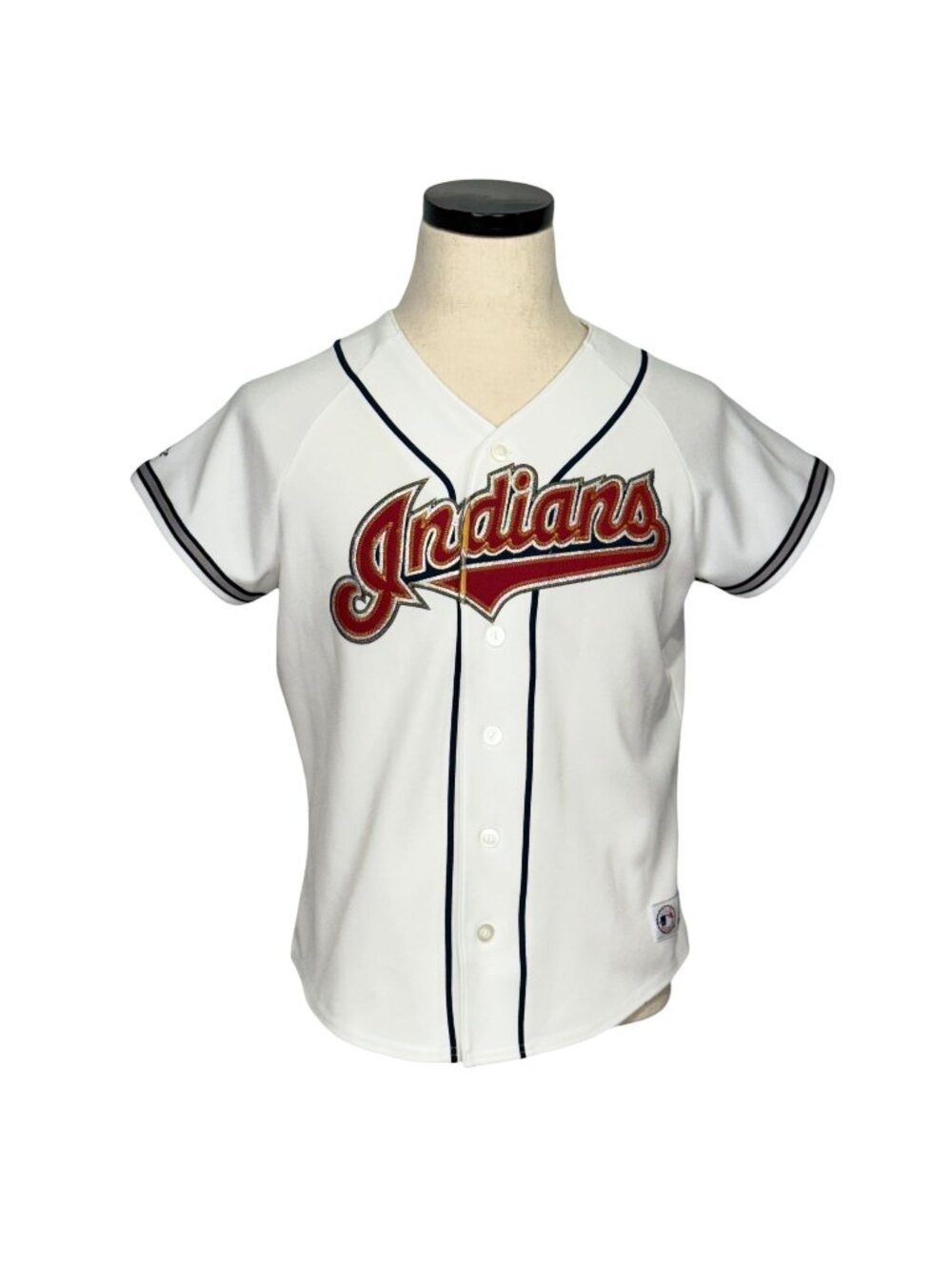 Majestic Womens Large 90s Cleveland Indians White Stitched Baseball Jersey